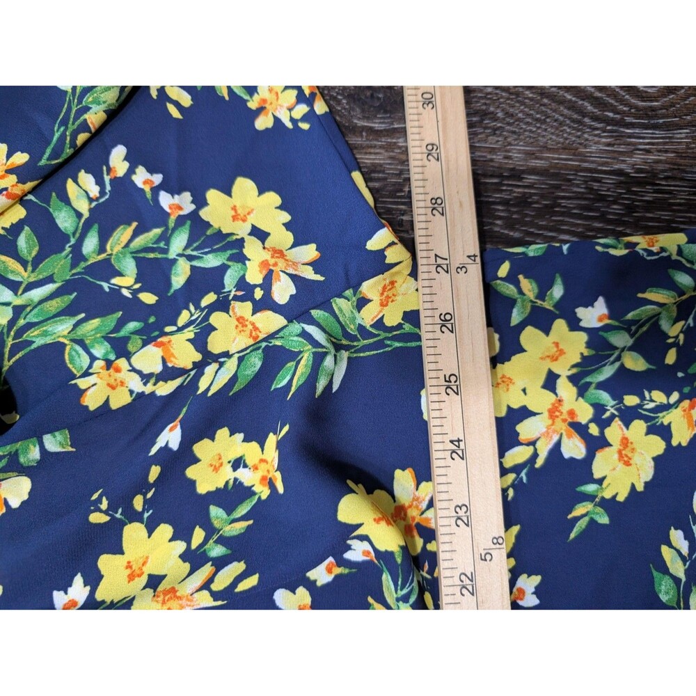 Pioneer Woman Kimono Womens L XL Navy Yellow Floral Duster Robe 46in Lightweight - Picture 7 of 8